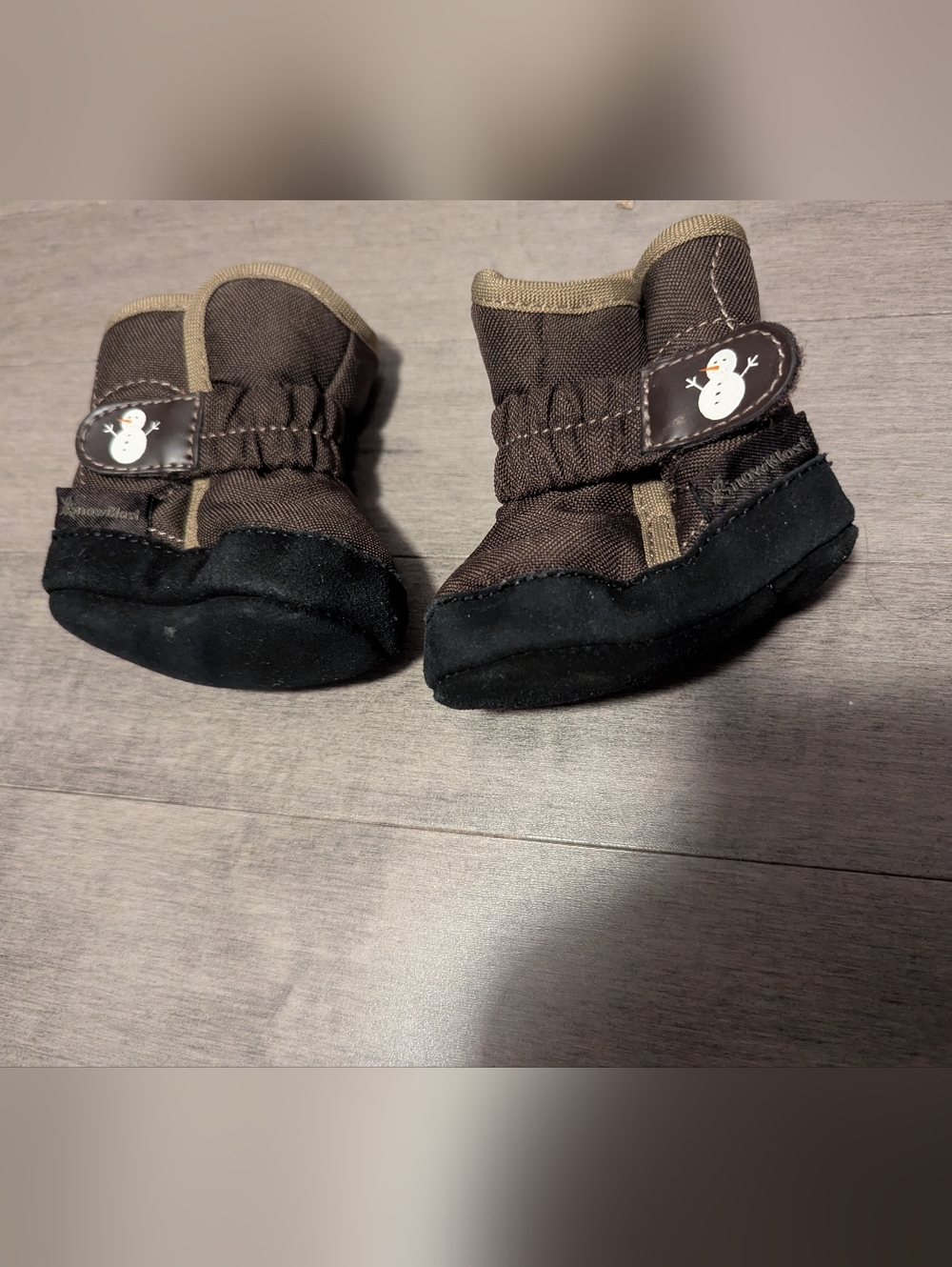 Brown Baby Winter Bootsy with Snowman Patch And Suede Footing